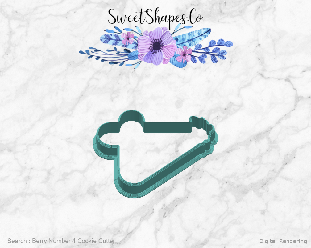 Berry Number 4 Cookie Cutter — right view
