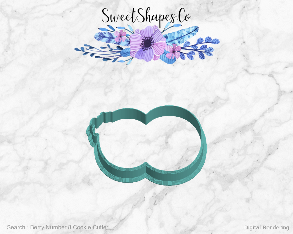 Berry Number 8 Cookie Cutter — left view