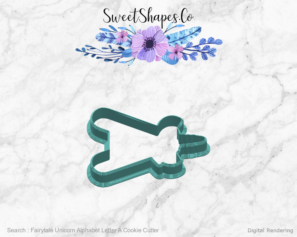 Fairytale Unicorn Alphabet Letter A Cookie Cutter — right view