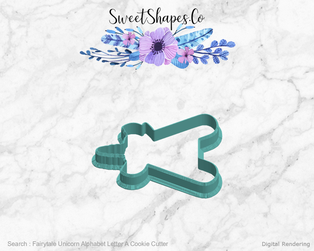 Fairytale Unicorn Alphabet Letter A Cookie Cutter — left view