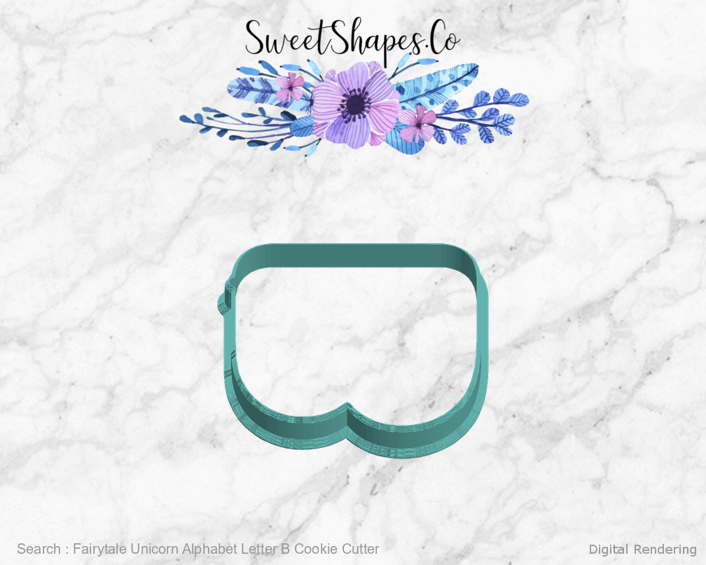Fairytale Unicorn Alphabet Letter B Cookie Cutter — left view