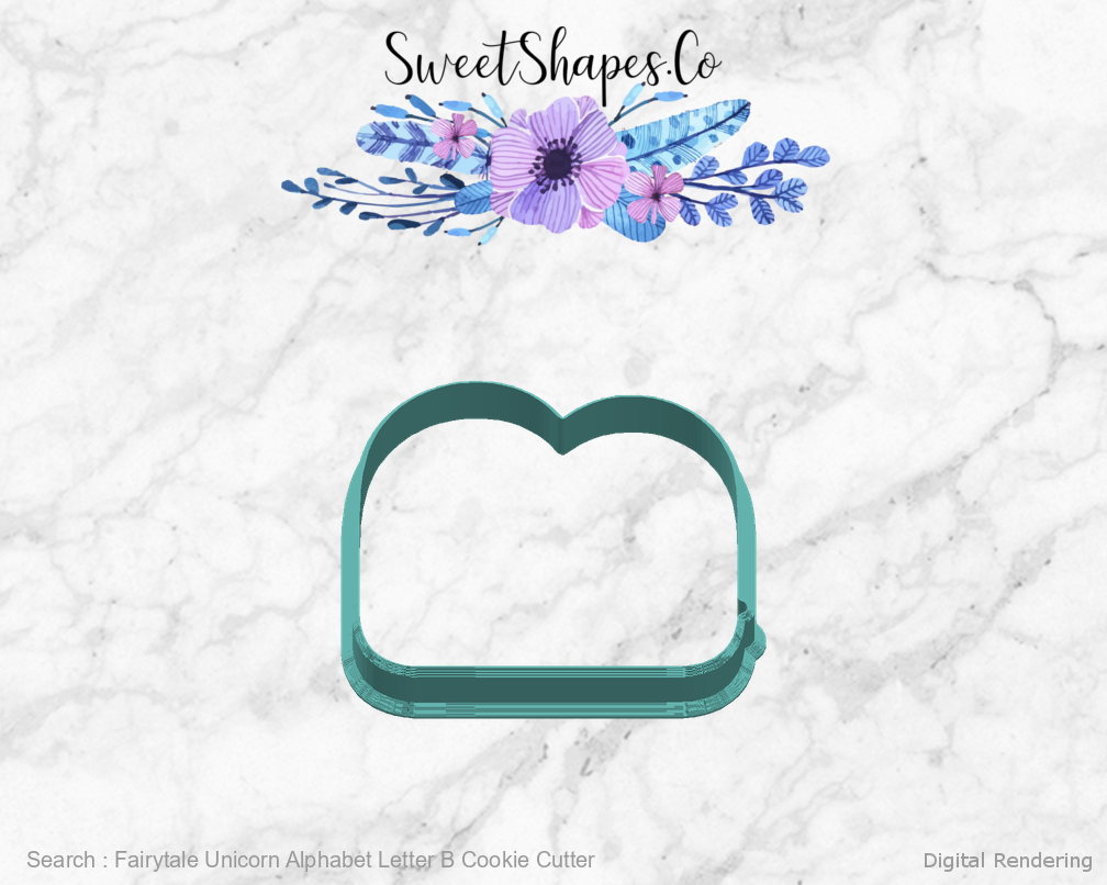 Fairytale Unicorn Alphabet Letter B Cookie Cutter — right view
