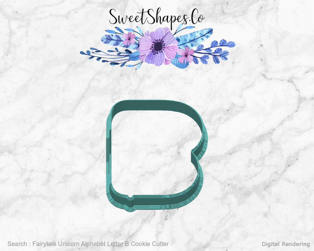 Fairytale Unicorn Alphabet Letter B Cookie Cutter — back view