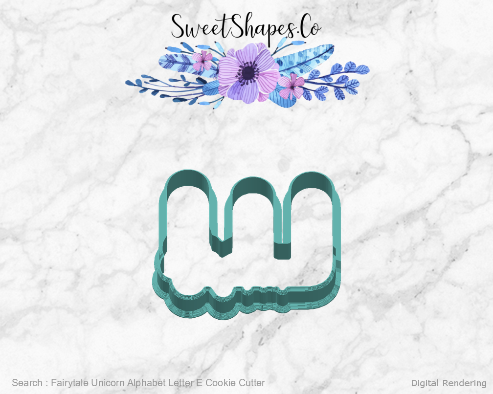 Fairytale Unicorn Alphabet Letter E Cookie Cutter — right view