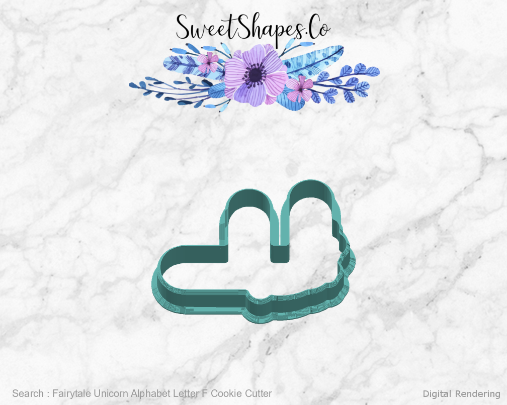 Fairytale Unicorn Alphabet Letter F Cookie Cutter — right view