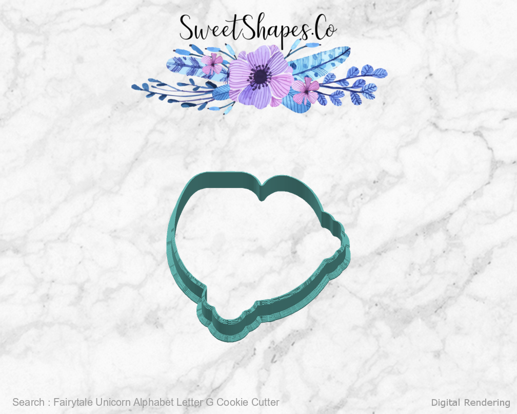Fairytale Unicorn Alphabet Letter G Cookie Cutter — right view
