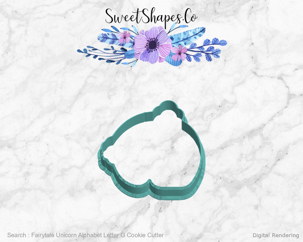 Fairytale Unicorn Alphabet Letter G Cookie Cutter — left view