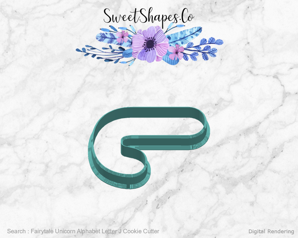 Fairytale Unicorn Alphabet Letter J Cookie Cutter — right view