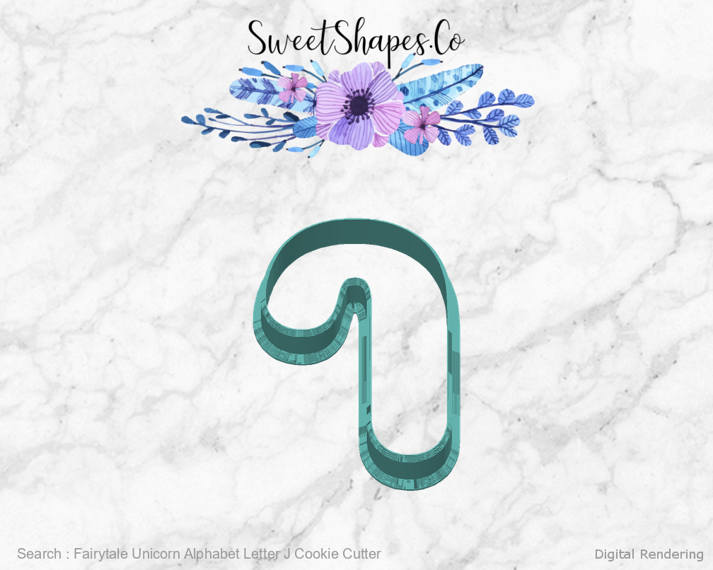 Fairytale Unicorn Alphabet Letter J Cookie Cutter — back view