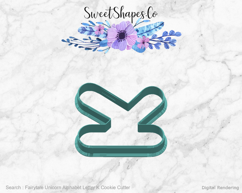 Fairytale Unicorn Alphabet Letter K Cookie Cutter — right view