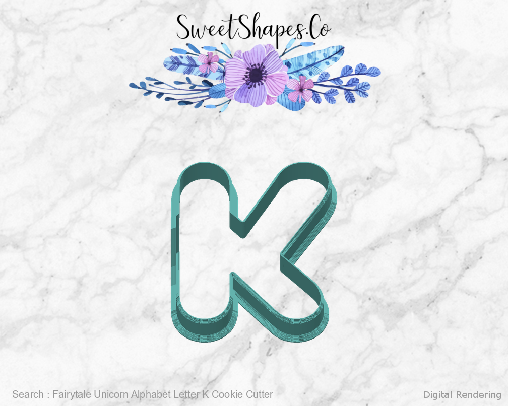 Fairytale Unicorn Alphabet Letter K Cookie Cutter — back view