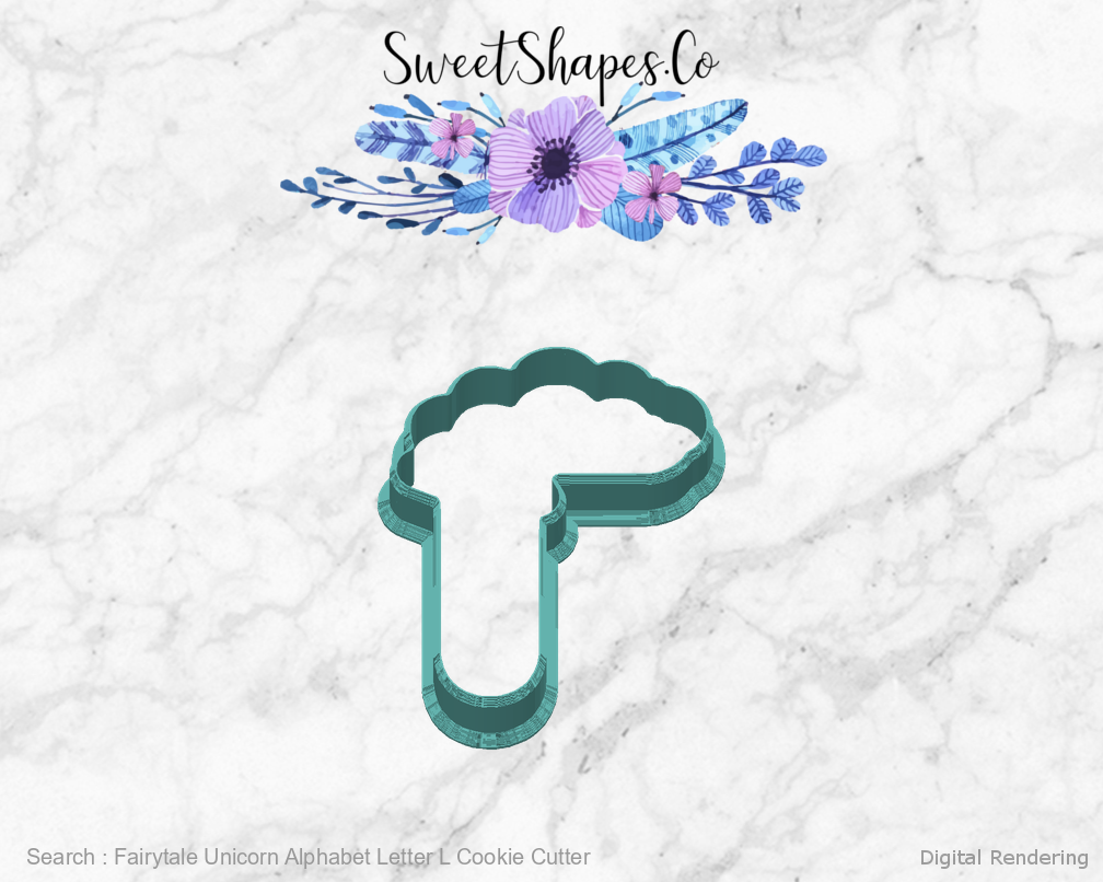 Fairytale Unicorn Alphabet Letter L Cookie Cutter — back view