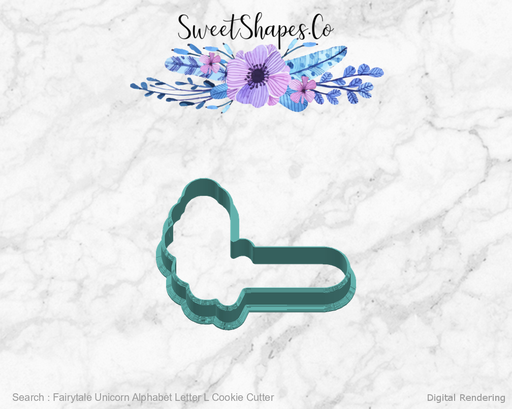 Fairytale Unicorn Alphabet Letter L Cookie Cutter — right view