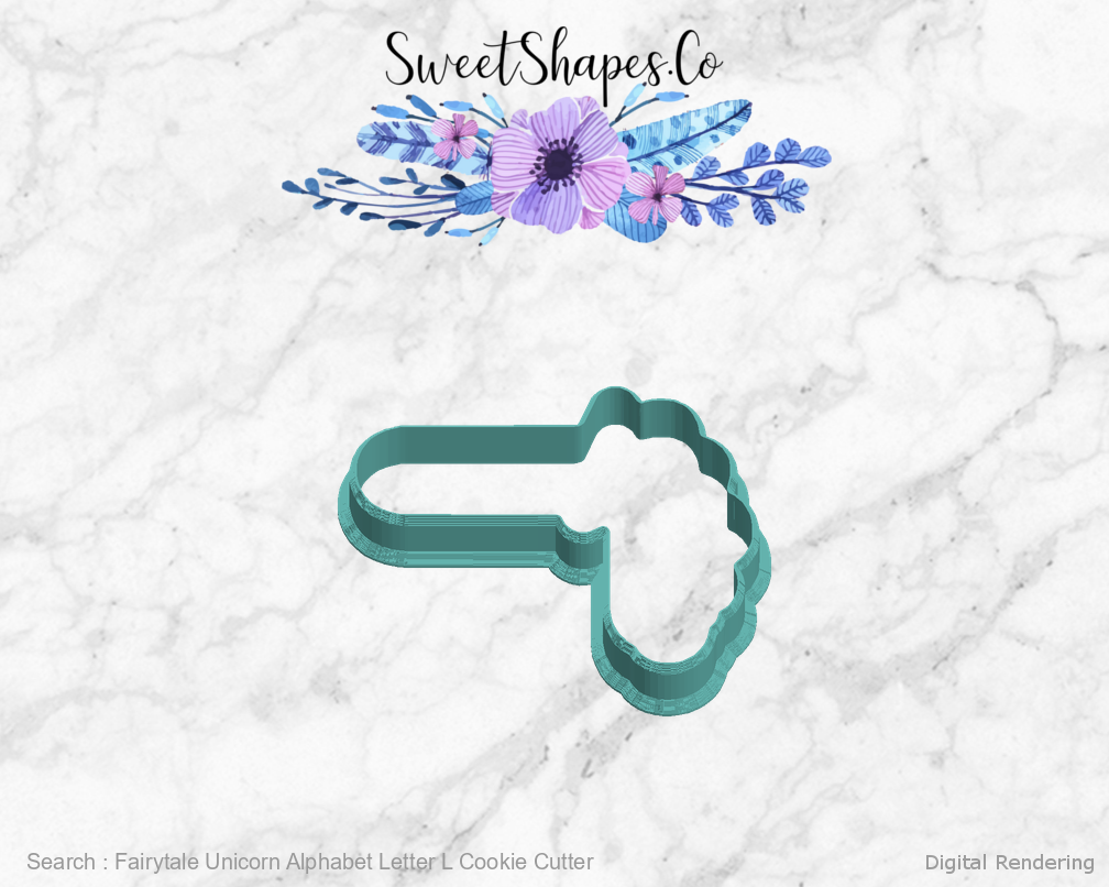 Fairytale Unicorn Alphabet Letter L Cookie Cutter — left view