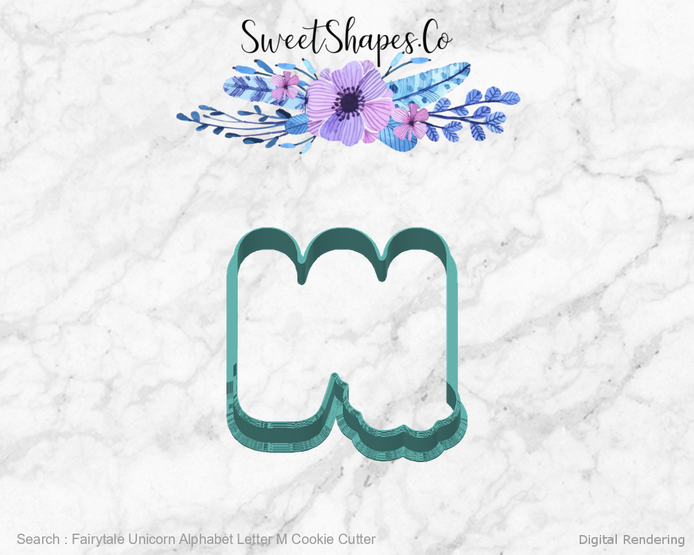Fairytale Unicorn Alphabet Letter M Cookie Cutter — back view