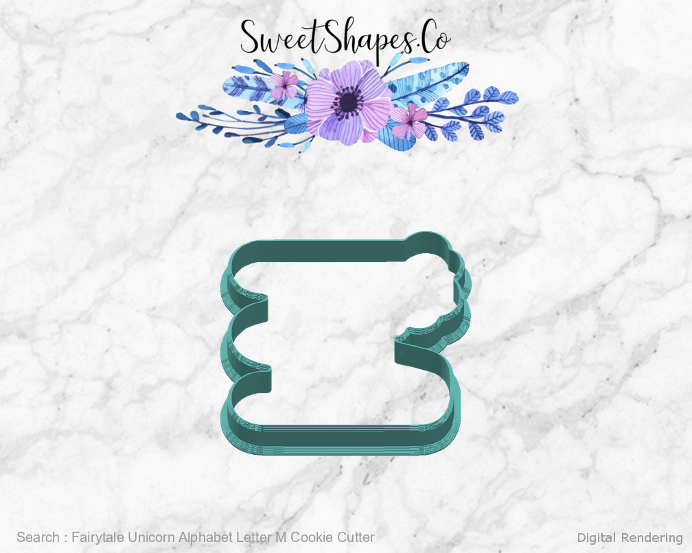 Fairytale Unicorn Alphabet Letter M Cookie Cutter — right view