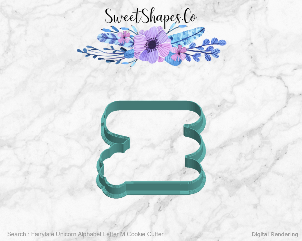 Fairytale Unicorn Alphabet Letter M Cookie Cutter — left view