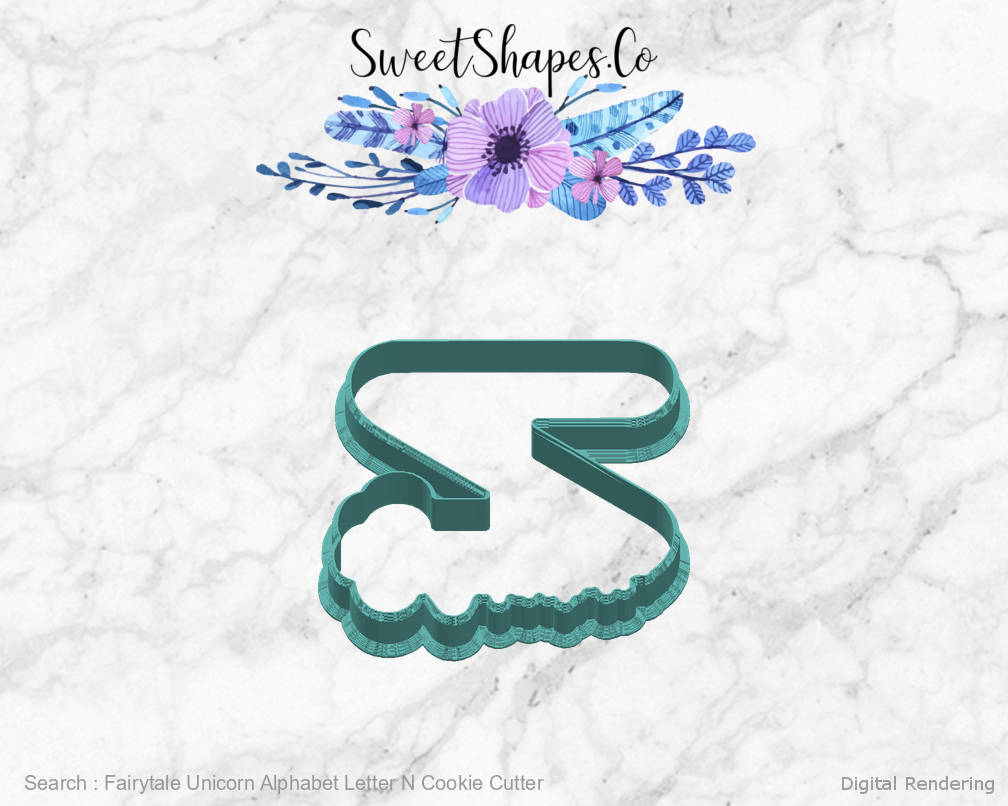 Fairytale Unicorn Alphabet Letter N Cookie Cutter — right view