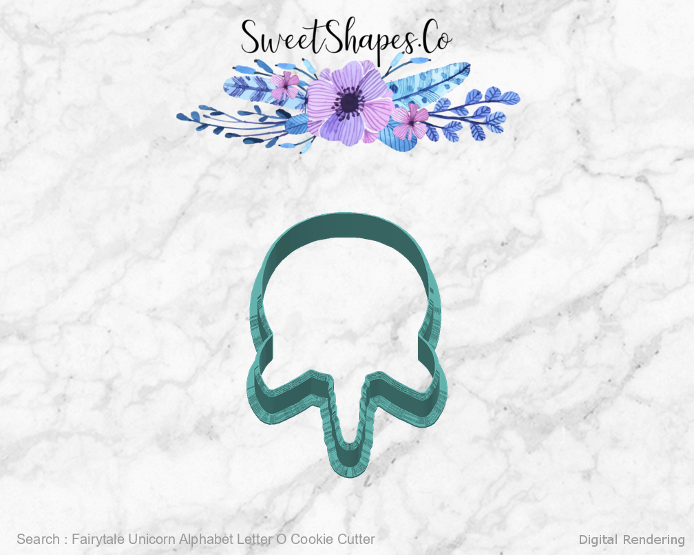 Fairytale Unicorn Alphabet Letter O Cookie Cutter — back view
