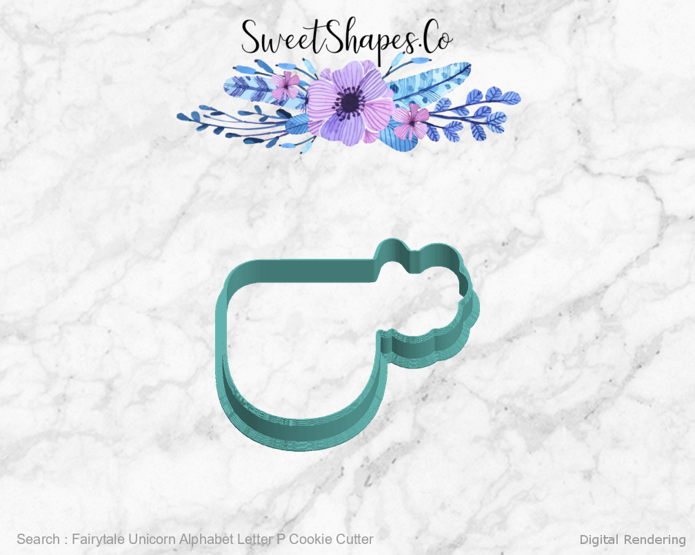 Fairytale Unicorn Alphabet Letter P Cookie Cutter — left view