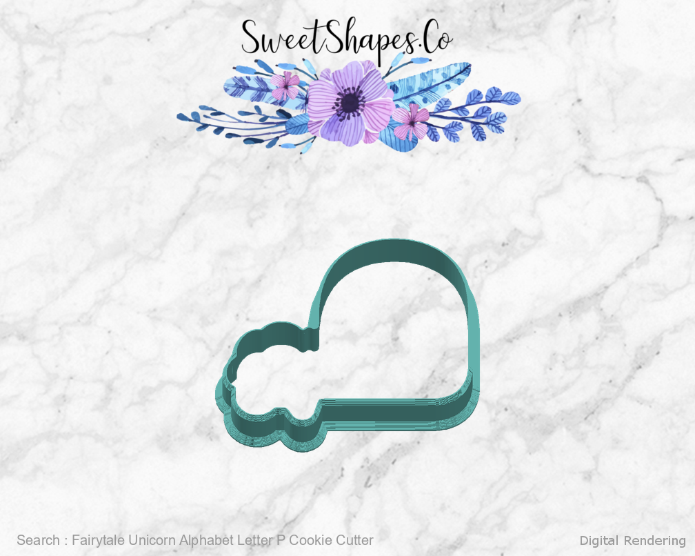 Fairytale Unicorn Alphabet Letter P Cookie Cutter — right view