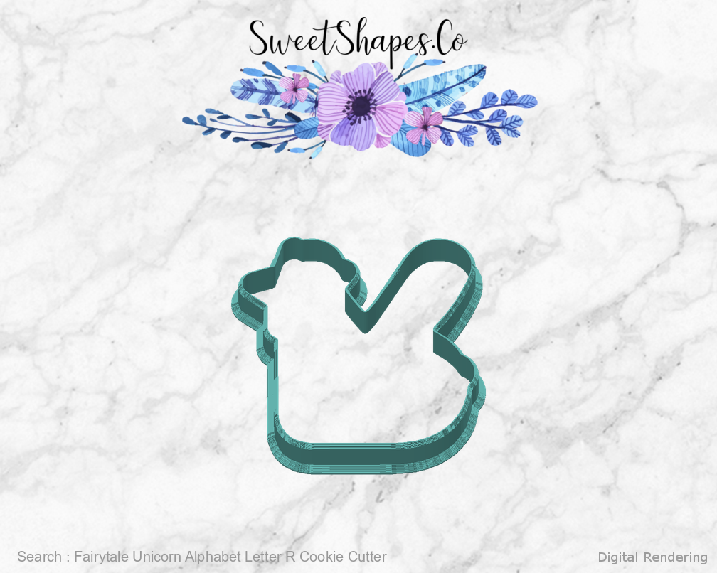 Fairytale Unicorn Alphabet Letter R Cookie Cutter — back view