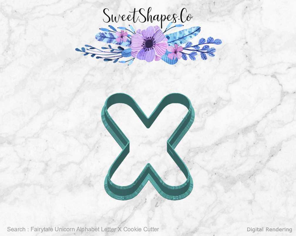 Fairytale Unicorn Alphabet Letter X Cookie Cutter — back view