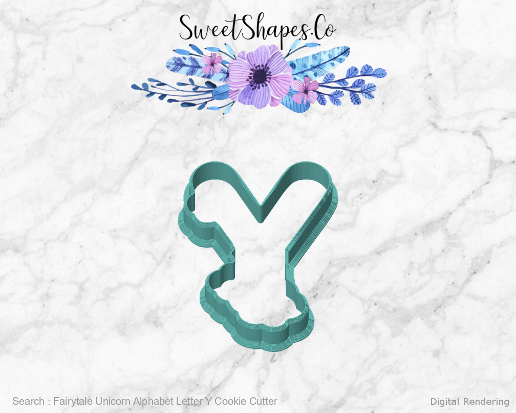 Fairytale Unicorn Alphabet Letter Y Cookie Cutter — front view