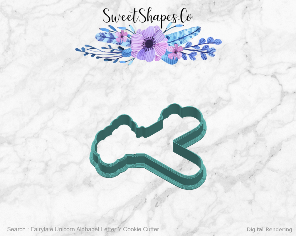 Fairytale Unicorn Alphabet Letter Y Cookie Cutter — right view