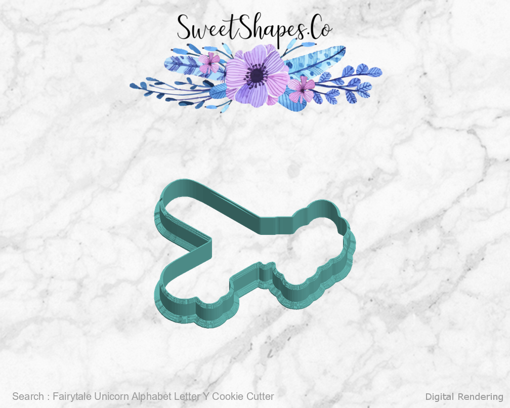 Fairytale Unicorn Alphabet Letter Y Cookie Cutter — left view