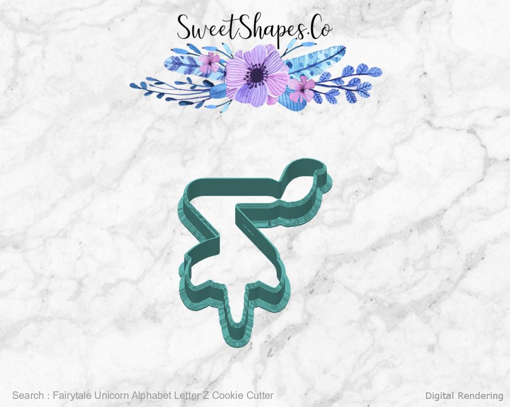 Fairytale Unicorn Alphabet Letter Z Cookie Cutter — back view