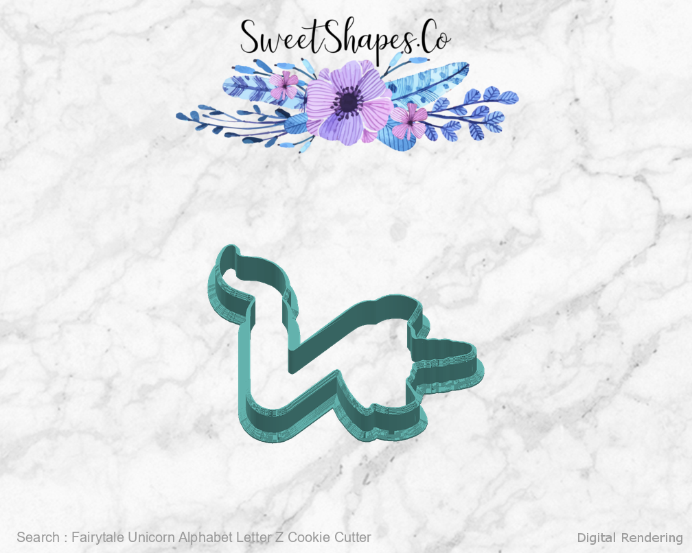 Fairytale Unicorn Alphabet Letter Z Cookie Cutter — right view