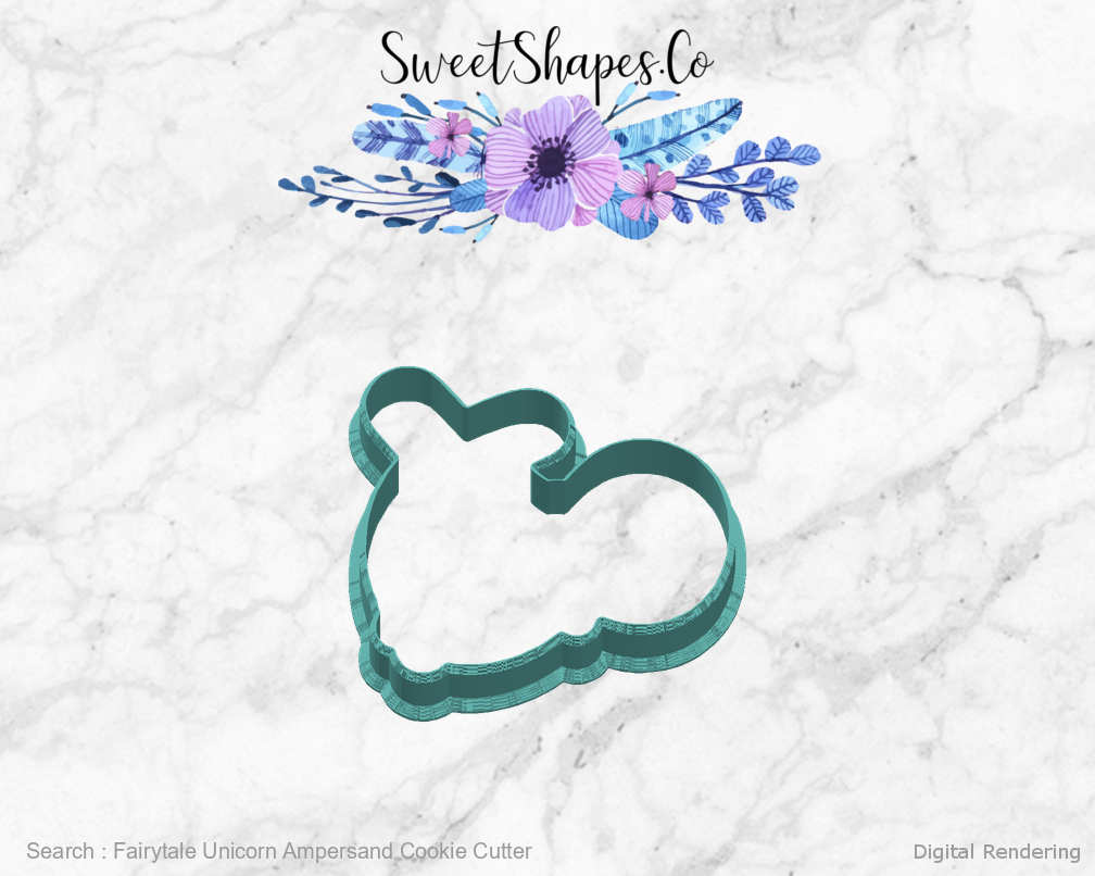 Fairytale Unicorn Ampersand Cookie Cutter — right view
