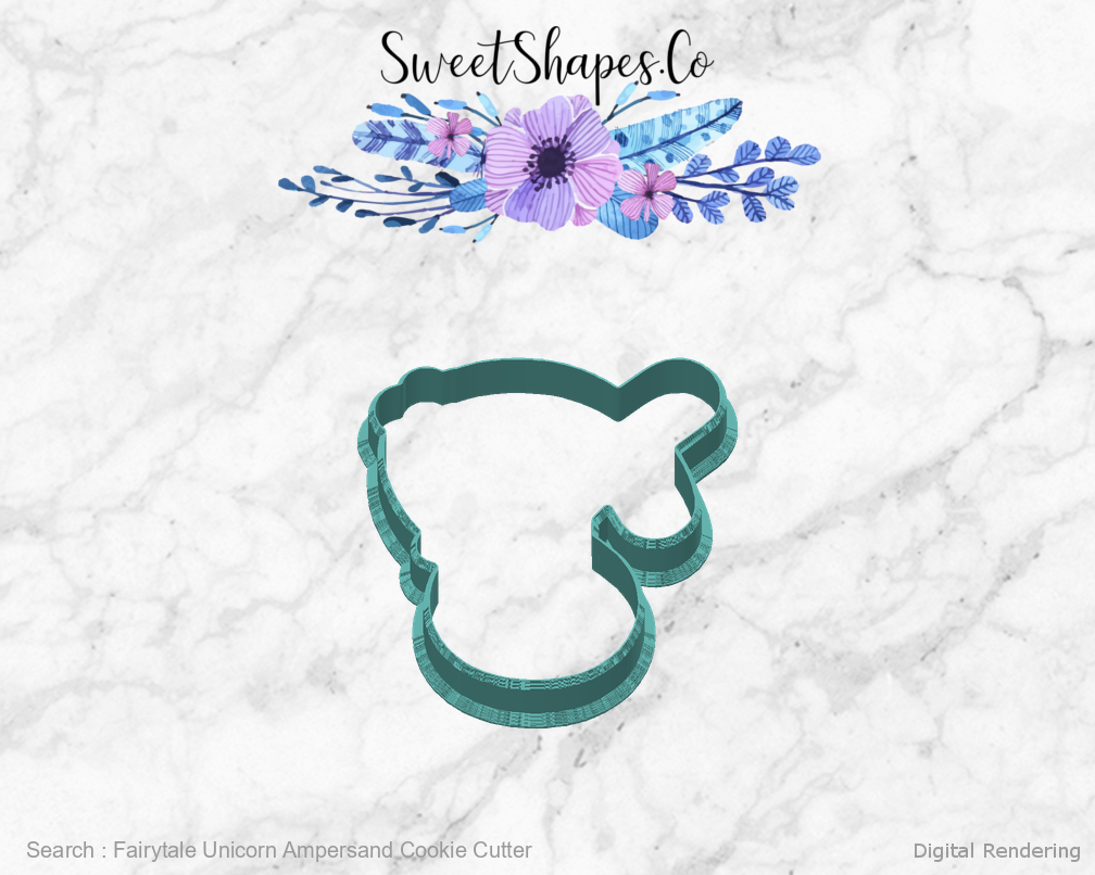 Fairytale Unicorn Ampersand Cookie Cutter — back view