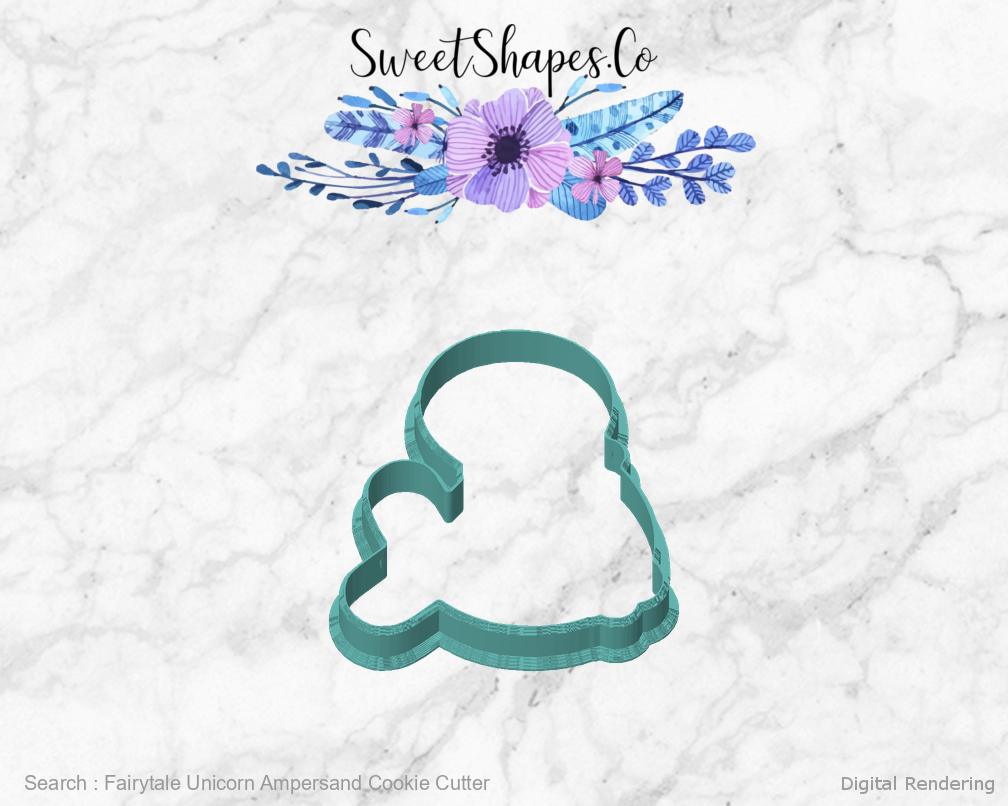 Fairytale Unicorn Ampersand Cookie Cutter — front view