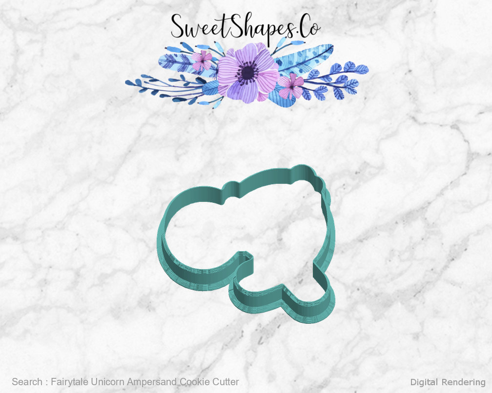 Fairytale Unicorn Ampersand Cookie Cutter — left view