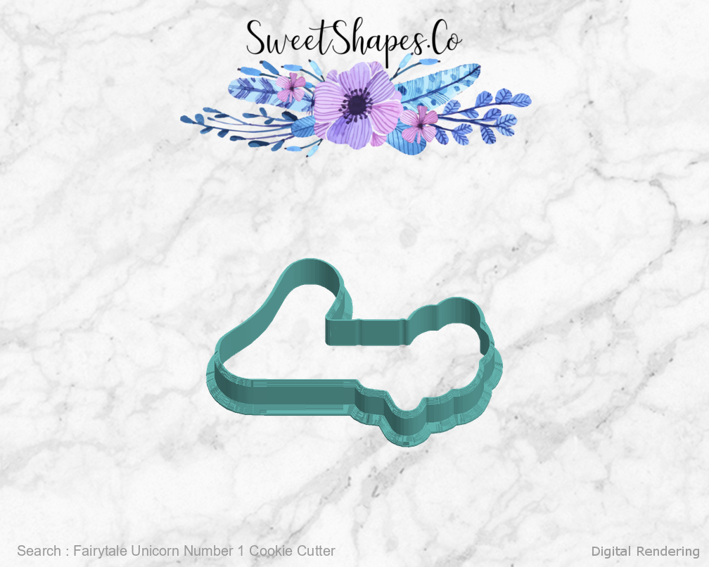 Fairytale Unicorn Number 1 Cookie Cutter — left view