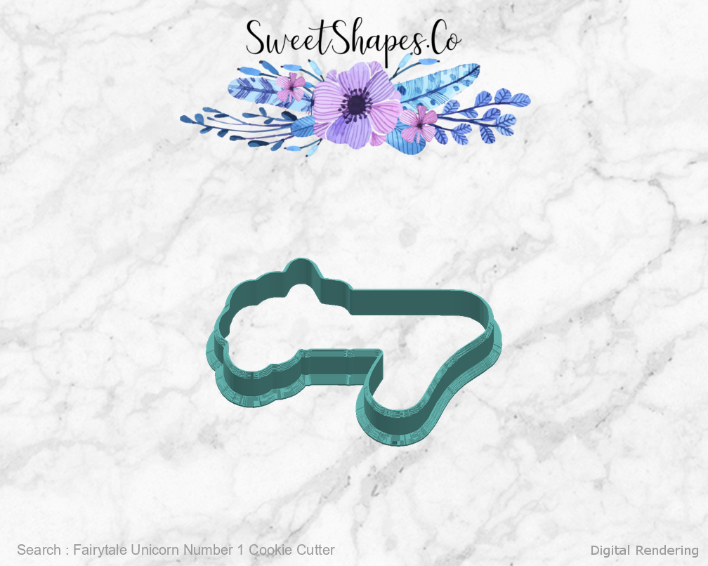 Fairytale Unicorn Number 1 Cookie Cutter — right view