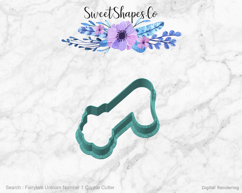 Fairytale Unicorn Number 1 Cookie Cutter — angled front view