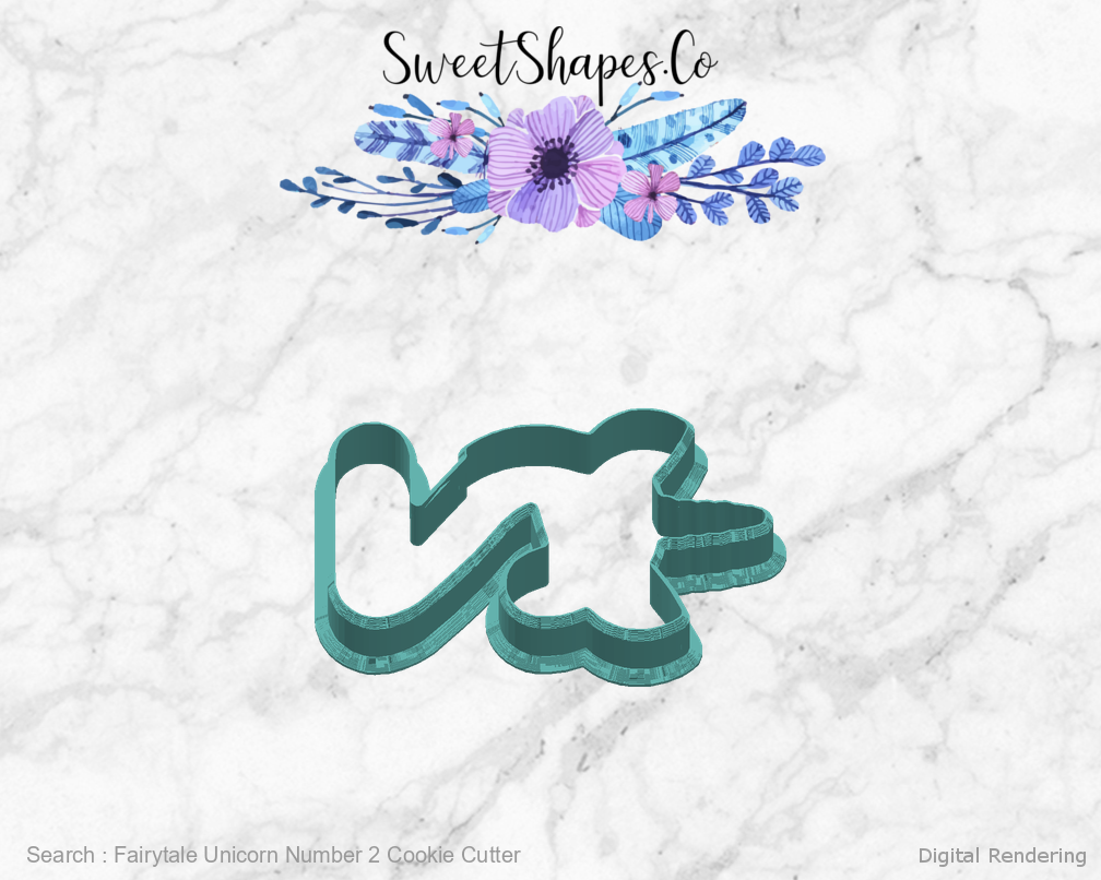 Fairytale Unicorn Number 2 Cookie Cutter — right view