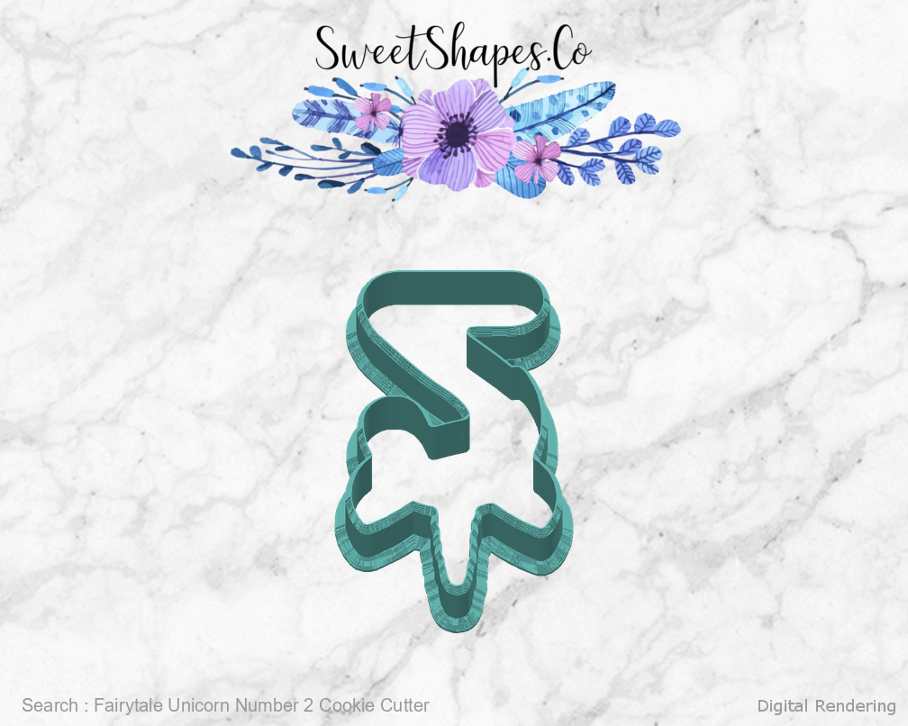 Fairytale Unicorn Number 2 Cookie Cutter — back view