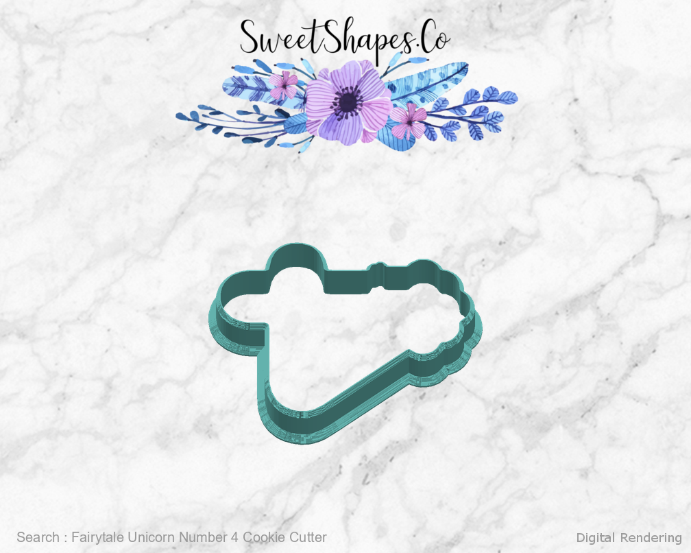 Fairytale Unicorn Number 4 Cookie Cutter — right view