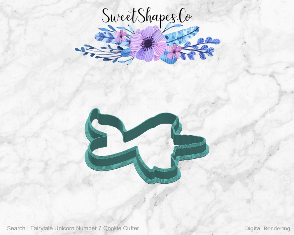 Fairytale Unicorn Number 7 Cookie Cutter — right view