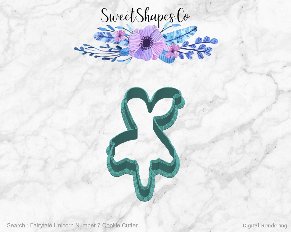 Fairytale Unicorn Number 7 Cookie Cutter — back view