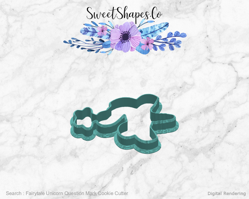 Fairytale Unicorn Question Mark Cookie Cutter — right view
