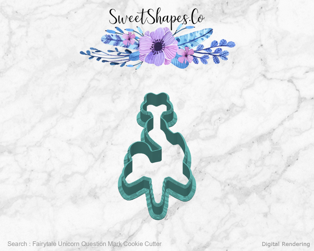 Fairytale Unicorn Question Mark Cookie Cutter — back view