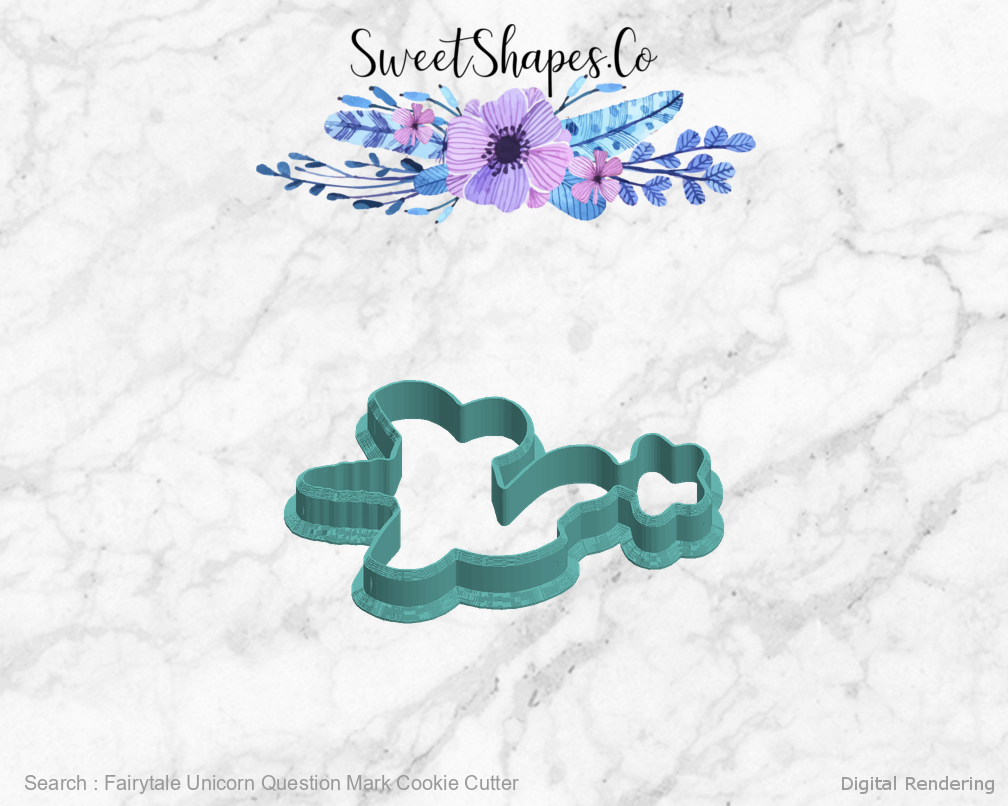 Fairytale Unicorn Question Mark Cookie Cutter — left view