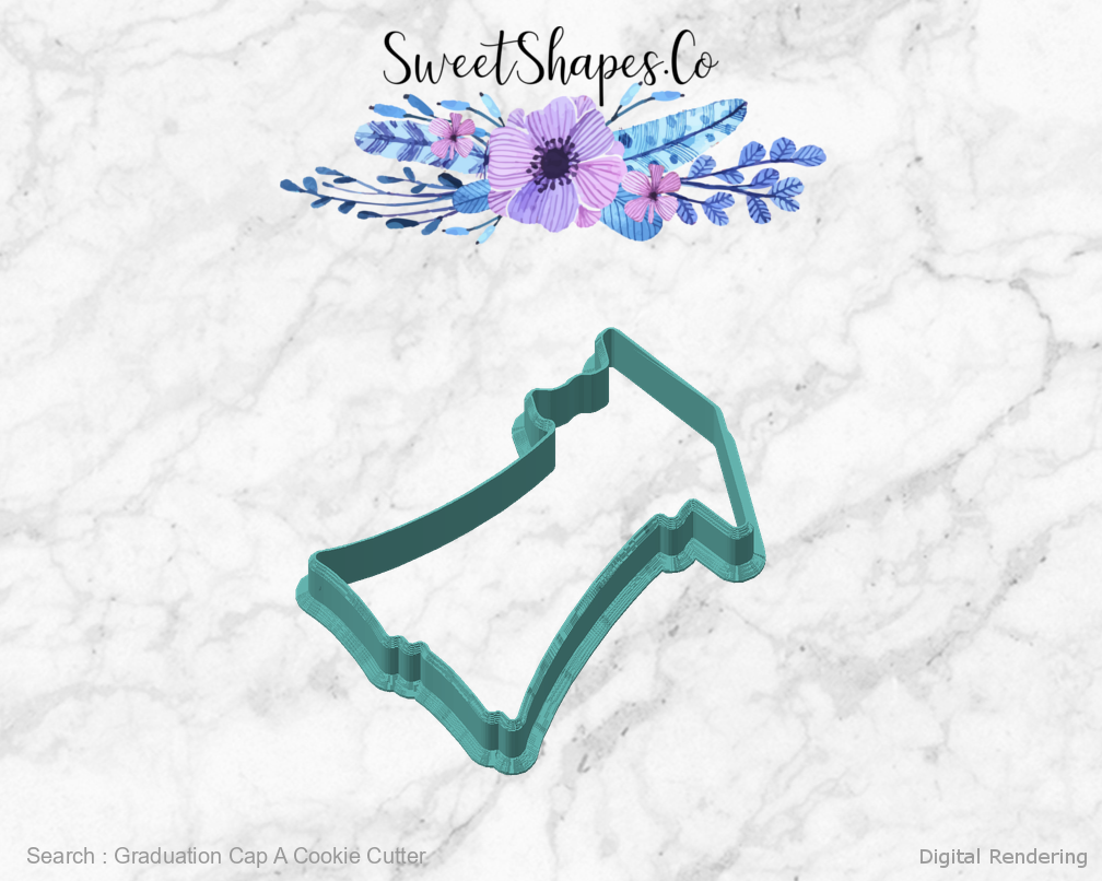 Graduation Cap A Cookie Cutter — angled front view