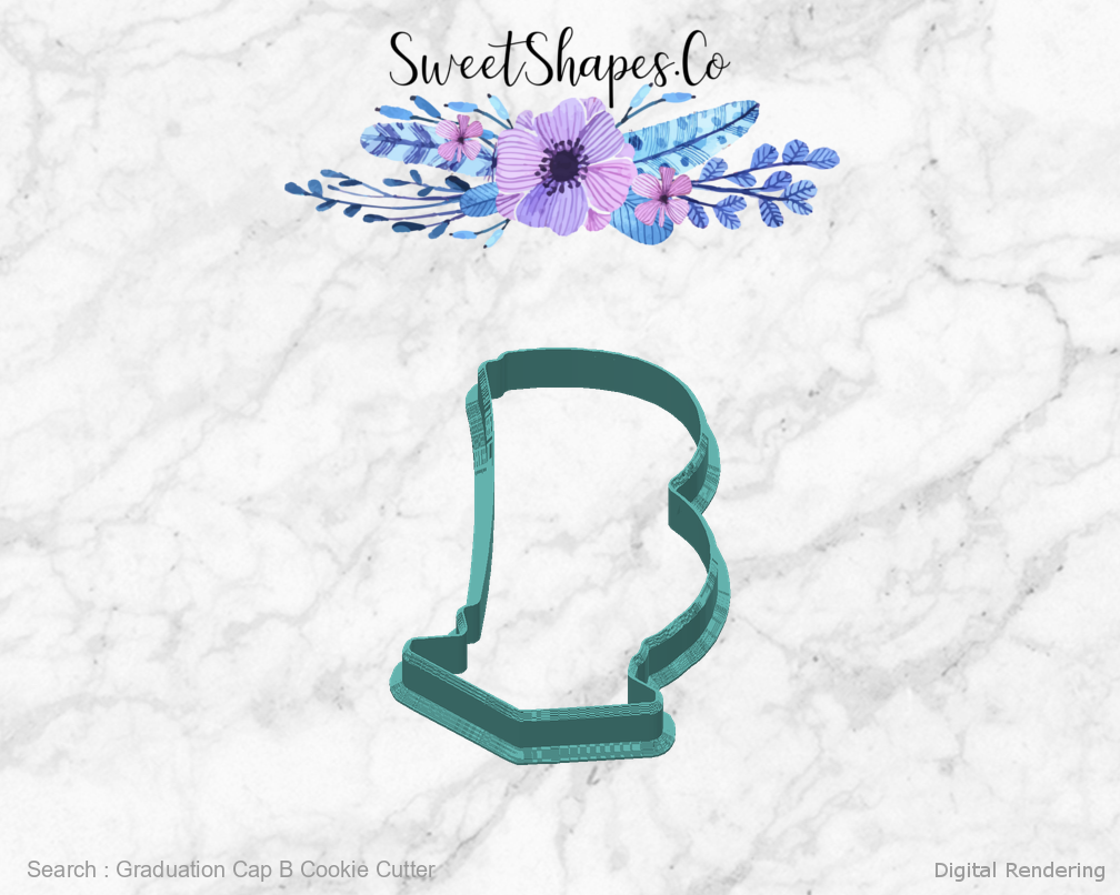 Graduation Cap B Cookie Cutter — back view