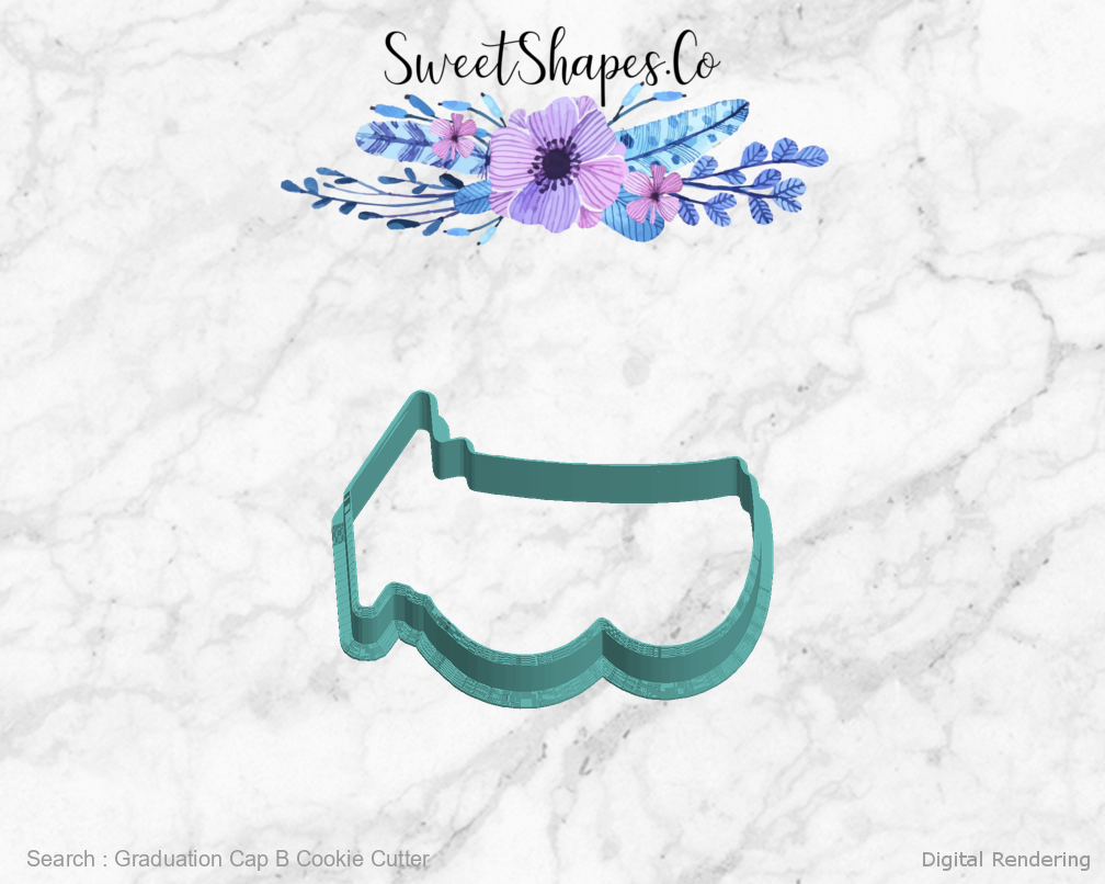 Graduation Cap B Cookie Cutter — left view